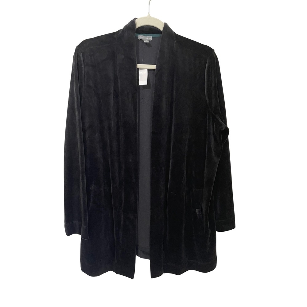 T by Talbots Black Velour Open Front Cardigan Jacket Pockets Size X 12W-14W NWT